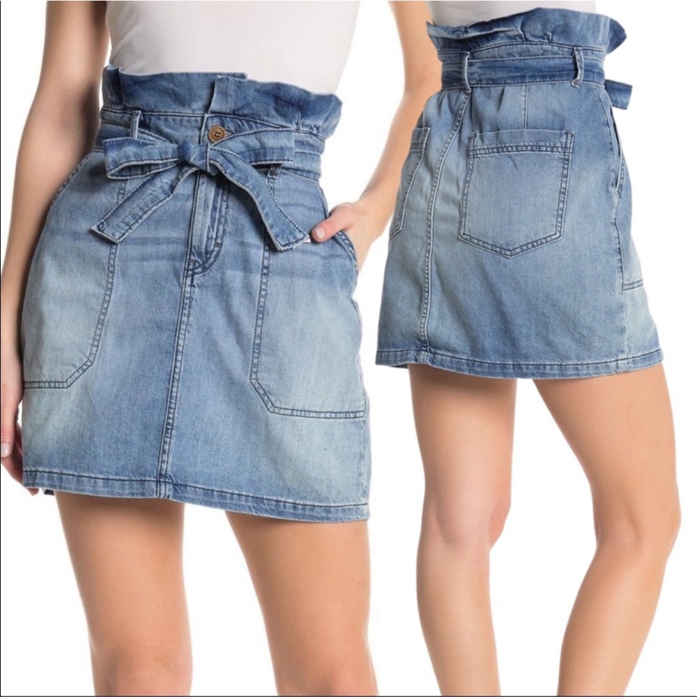 Free People Paper Bag Splendor in the Grass Denim Skirt Size 2 - Picture 2 of 10